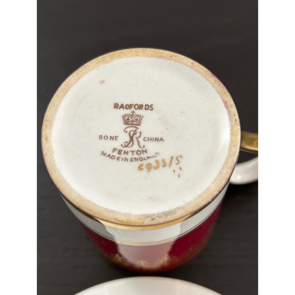 Vintage Cranberry Red and Gold Filigree Demitasse Espresso Cup and Saucer Set - Picture 11 of 11